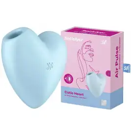 Вакуумно-волновой стимулятор с вибрацией Satisfyer Cutie Heart голубой
