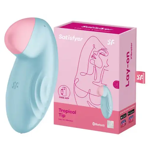 Фото Satisfyer, Германия Перезаряжаемый смарт-стимулятор с вибрацией Satisfyer Tropical Tip Blue