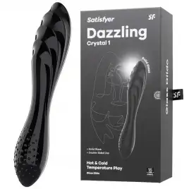 Двусторонний фаллос из стекла Satisfyer Dazzling Crystal 1 черный 18 см