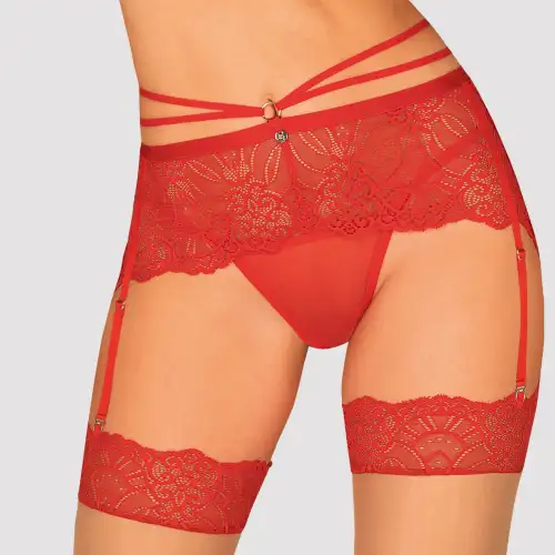 Изображение Obsessive, Польша Красный кружевной пояс для чулок со стрепами Loventy L/XL