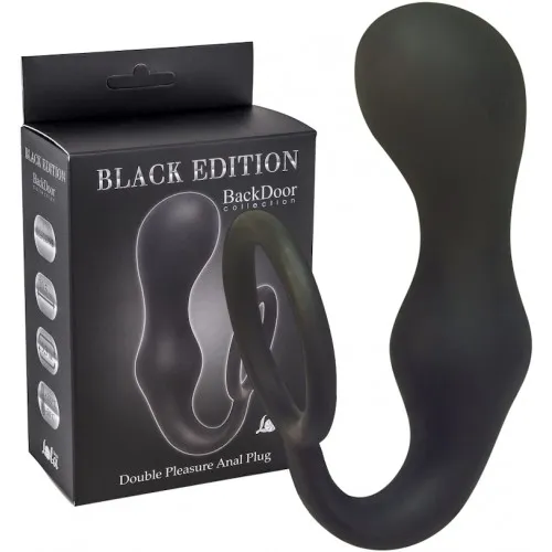 Изображение  Анальная пробка с кольцом на пенис Double Pleasure Anal Plug Black