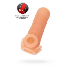 Насадка реалистичная KOKOS NUDE SLEEVE с дополнительной стимуляцией, TPE, телесная, 10 см