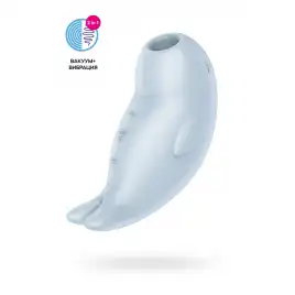 Вакуумный стимулятор клитора с вибрацией Satisfyer Seal You Soon, силикон, голубой, 11 см