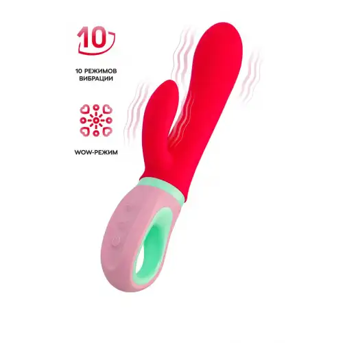 Flovetta by toyfa, Китай Вибратор с клиторальным стимулятором Flovetta PETUNIA, силикон, красный, 19 см — купить в Минске Фото Flovetta by toyfa, Китай Вибратор с клиторальным стимулятором Flovetta PETUNIA, силикон, красный, 19 см