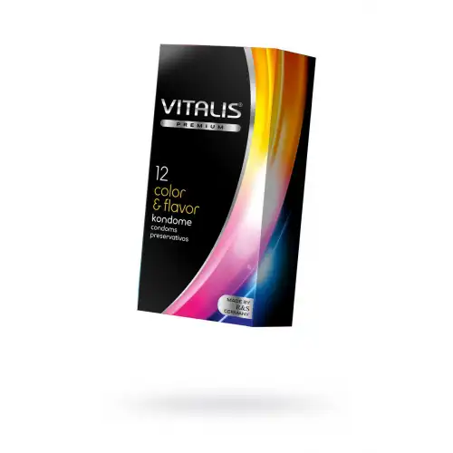 Фото Vitalis, Германия Презервативы Vitalis, premium, цветные, аромат, 18 см, 5,3 см, 12 шт.