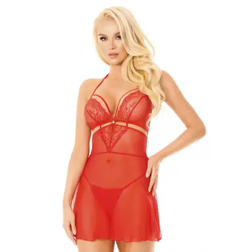 Фото SoftLine Collection, Польша Ночная сорочка SoftLine Collection Melania и стринги, красные, S/M