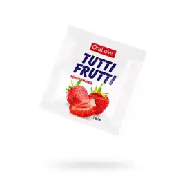 Съедобная гель-смазка TUTTI-FRUTTI для орального секса со вкусом земляники , 4гр по 20 шт в упаковке