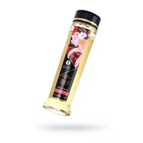 Изображение Shunga, Канада Масло для массажа Shunga Romance, натуральное, возбуждающее, клубника и шампанское, 240 мл.