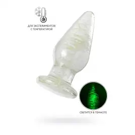 Анальная втулка Sexus Glass светящаяся в темноте, стекло, прозрачная, 9,8 см