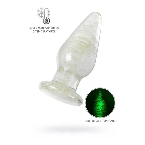 Фото Sexus Glass Анальная втулка Sexus Glass светящаяся в темноте, стекло, прозрачная, 9,8 см