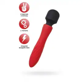 Двусторонний вибромассажер Black&Red by TOYFA, силикон, красный, 21 см