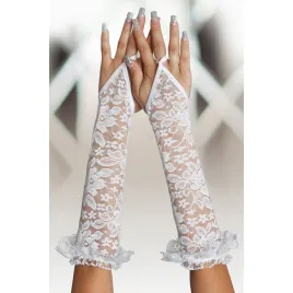 Перчатки кружевные длинные SoftLine Collection, белый, S/L