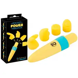 Перезаряжаемый мини-стимулятор с вибрацией и сменными насадками Pocket Power Vibrator