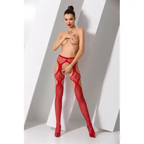 Фото Passion, Польша Красные эротичные колготки сетка с доступом S023 OS