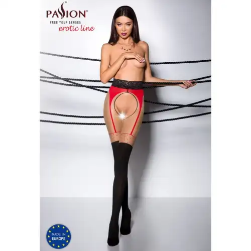 Фото Passion, Польша Колготки TIOpen 003 черно-красные размер 1/2