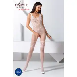 Белый бодистокинг с пикантным вырезом BS069 S/L