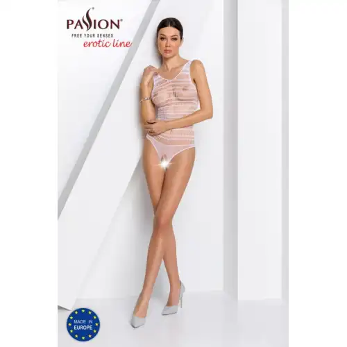 Изображение Passion, Польша Эротическое белое боди с вырезом в полосочку BS086 S/L