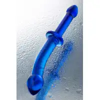 Фото Sexus Glass Двусторонний фаллоимитатор Sexus Glass, стекло, синий, 25 см