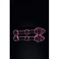 Изображение Sexus Glass Двусторонний фаллоимитатор Sexus Glass, стекло, розовый, 17 см
