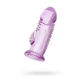 Насадка на пенис с дополнительной стимуляцией TOYFA Basic, TPE, фиолетовый, 13,5 см