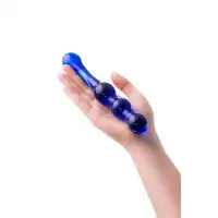 Изображение Sexus Glass Двусторонний фаллоимитатор Sexus Glass, стекло, синий, 20,5 см