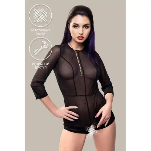 Фото Waname Apparel Эротический комбинезон Waname Preciosity с рукавами ¾ черный (50-52)