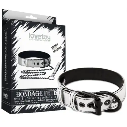 Lovetoy, Китай Ошейник с поводком на цепи Bondage Fetish Black Matt Collar With Leash серебристый — купить в Минске Изображение Lovetoy, Китай Ошейник с поводком на цепи Bondage Fetish Black Matt Collar With Leash серебристый