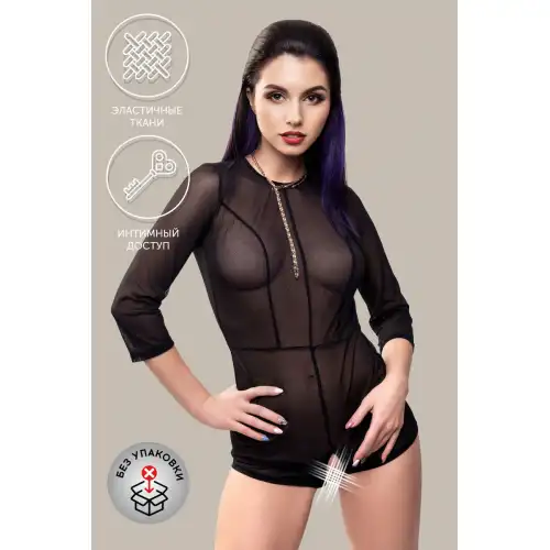 Фото Waname Apparel Эротический комбинезон Waname Preciosity с рукавами ¾ черный (42-44) в пакете