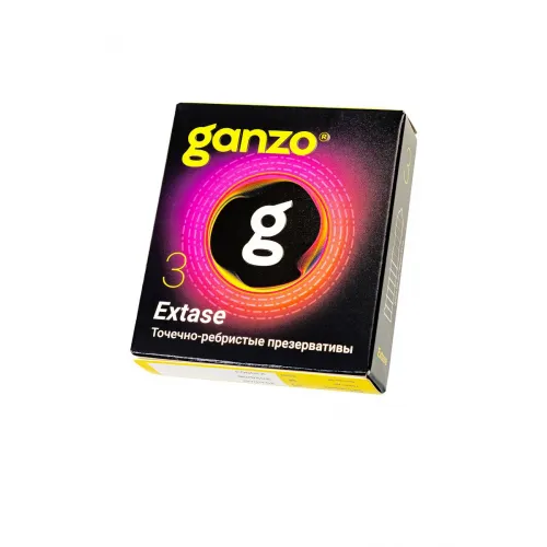 Изображение GANZO Презервативы Ganzo, extase, латекс, точечные, ребристые, анатомичные, 18 см, 5,2 см, 3 шт.
