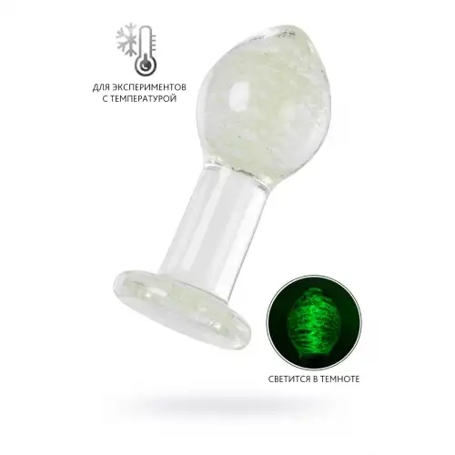 Фото Sexus Glass Анальная втулка Sexus Glass светящаяся в темноте, стекло, прозрачная, 6,5 см