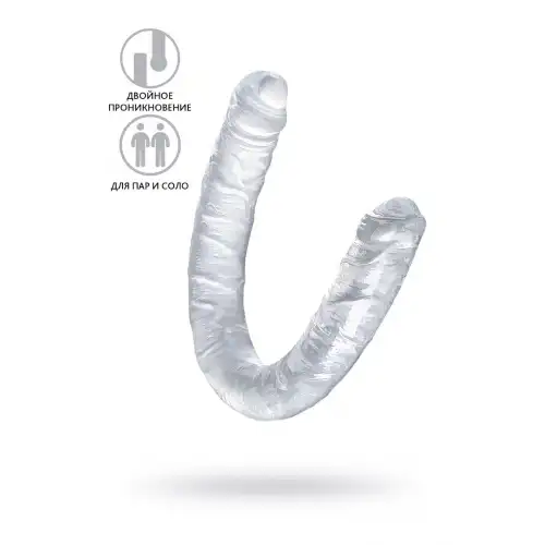 Фото  Фаллоимитатор двусторонний TOYFA Double Dildo, TPR, прозрачный, 40 см