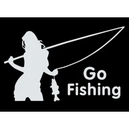 Виниловая наклейка на авто белая Go Fishing