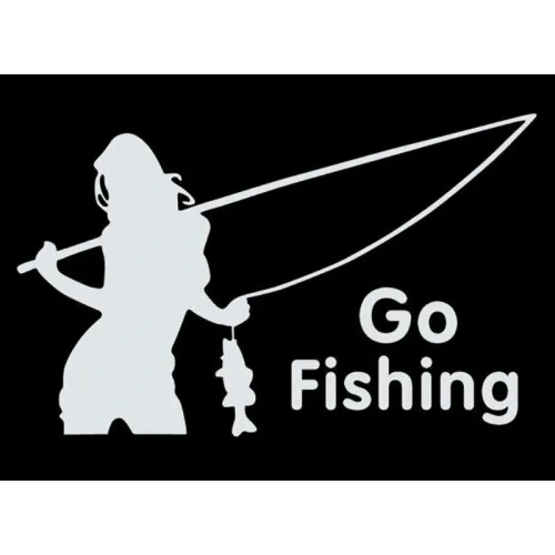 Изображение  Виниловая наклейка на авто белая Go Fishing