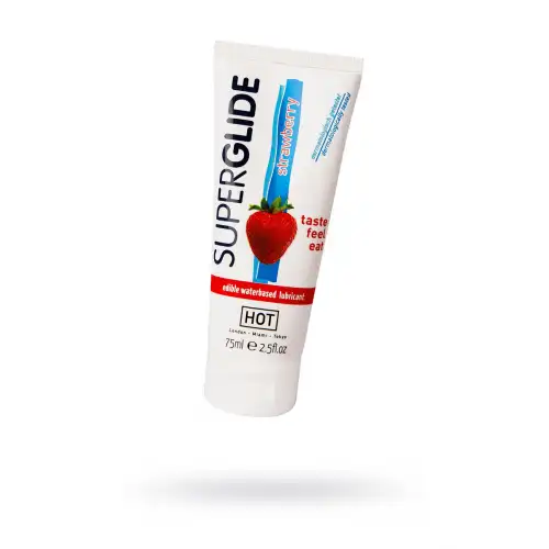 Изображение Hot Productions, Австрия Съедобная смазка на водной основе HOT Superglide для орального секса со вкусом клубники, 75 мл