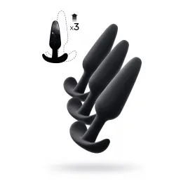 Набор анальных втулок POPO Pleasure by TOYFA Eridani, силикон, черный, 3  шт.