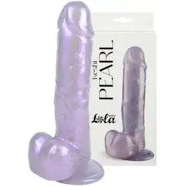 Перламутровый фаллос с мошонкой Keshi Pearl фиолетовый 19 см