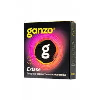Изображение GANZO Презервативы Ganzo, extase, латекс, точечные, ребристые, анатомичные, 18 см, 5,2 см, 3 шт.