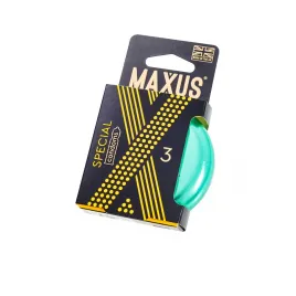 Презервативы Maxus Special, точечные, латекс, ребристые, железный кейс, 3 шт.