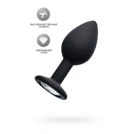 Анальная втулка POPO Pleasure by TOYFA NORMA со стразом, S, силикон, черная, 7,2 см, Ø 2,8 см, 25 г