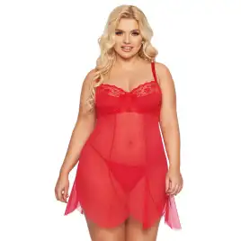 Ночная сорочка и стринги SoftLine Collection Carla, красный, XXL