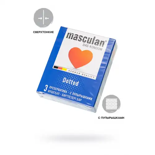 Изображение Masculan Презервативы Masculan, сlassic 2, doty, латекс, точечные, розовые, 19 см, 5,3 см, 3 шт.