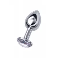 Фото Metal by TOYFA Анальная втулка Metal by TOYFA, металл, серебряная, с белым кристаллом, 7,5 см, Ø 3 см, 145 г