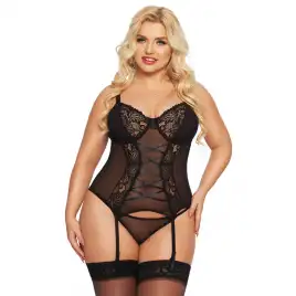 Корсет и стринги SoftLine Collection Brenda, черный, XXL