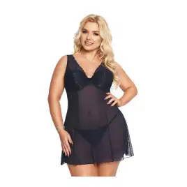 Комбинация и стринги SoftLine Collection Berta, синий, XXL