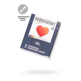 Презервативы Masculan, сlassic 4, XXL, латекс, увеличенного размера, розовый, 20 см, 5,5 см, 3 шт.