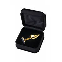 Изображение Metal by TOYFA Анальная втулка Metal by TOYFA, металл, золотая, с белым кристаллом, 7,5 см, Ø 3 см, 145 г