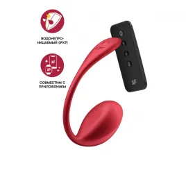 Виброяйцо Satisfyer Shiny Petal Connect App с пультом ДУ, красный, 7,5 см