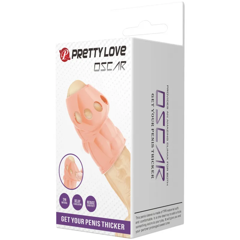 Pretty Love, Китай Рельефная насадка на пенис с открытой головкой Pretty Love Oscar телесная