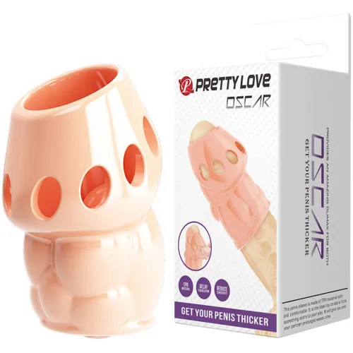 Pretty Love, Китай Рельефная насадка на пенис с открытой головкой Pretty Love Oscar телесная