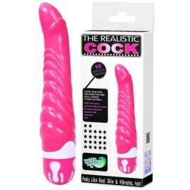 Рельефный вибратор The Realistic Cock розовый 22 см